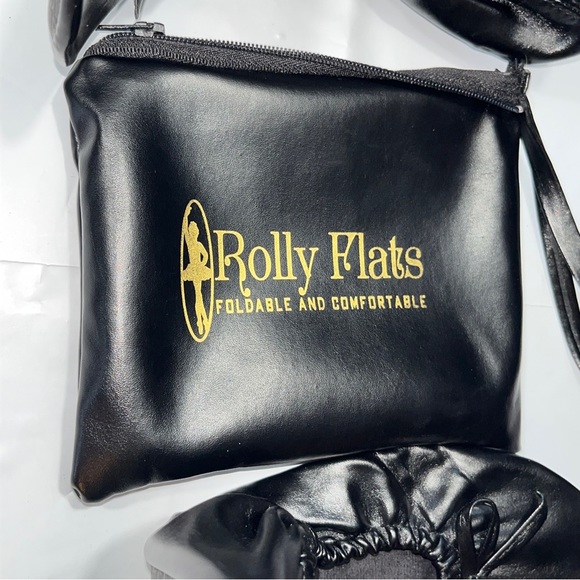 Large Black Ballet FLATS shoes Portable Travel Roll up Slippers In Bag Comfort L - Picture 5 of 14